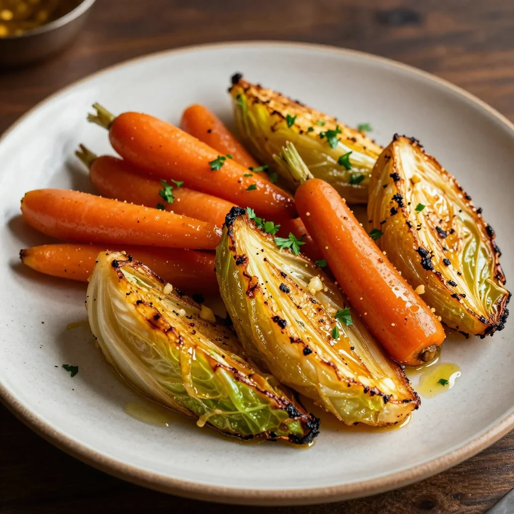 budgetfriendly garlic roasted cabbage and carrot side dish