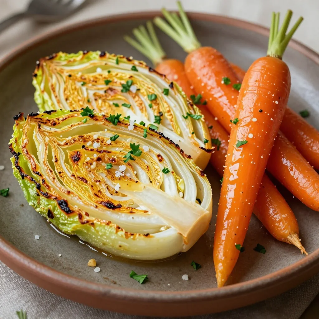 budgetfriendly garlic roasted cabbage and carrot side dish