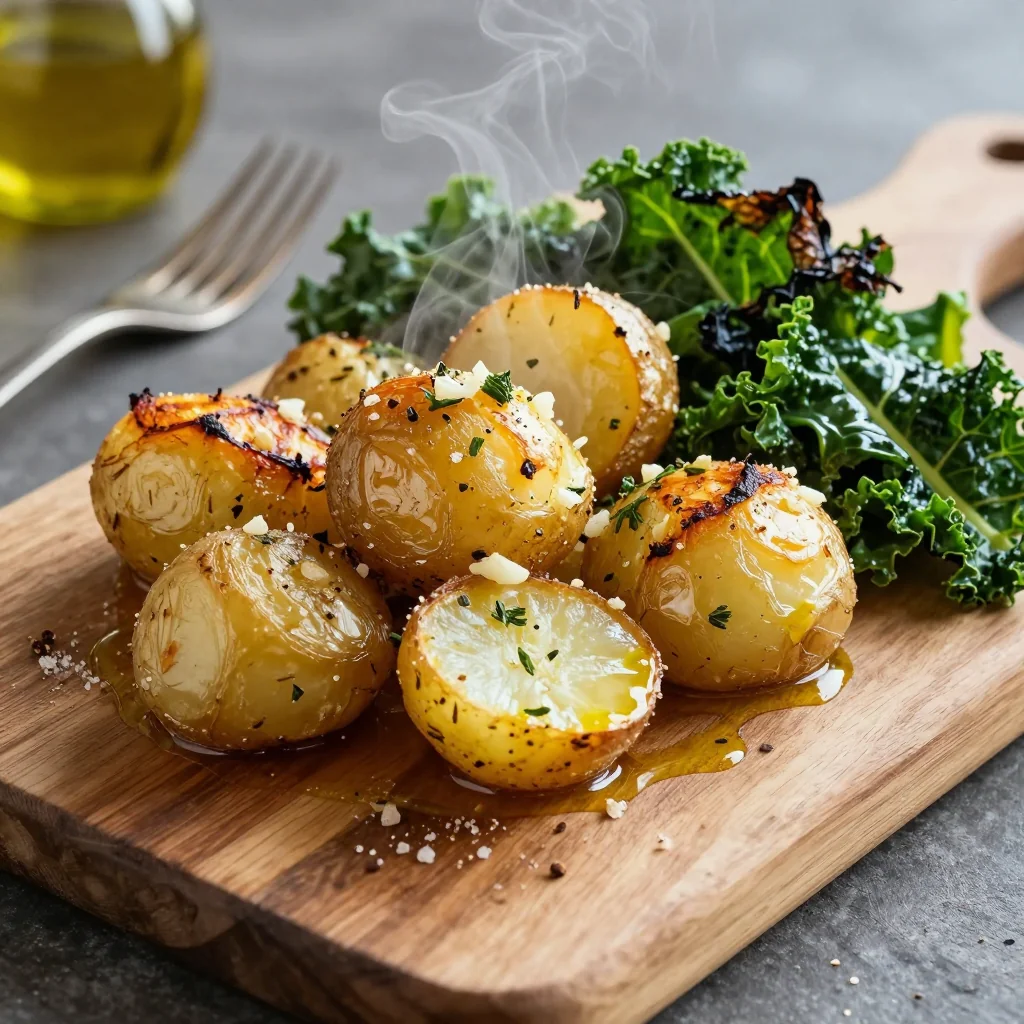 budgetfriendly garlic roasted potatoes and winter greens for family dinners