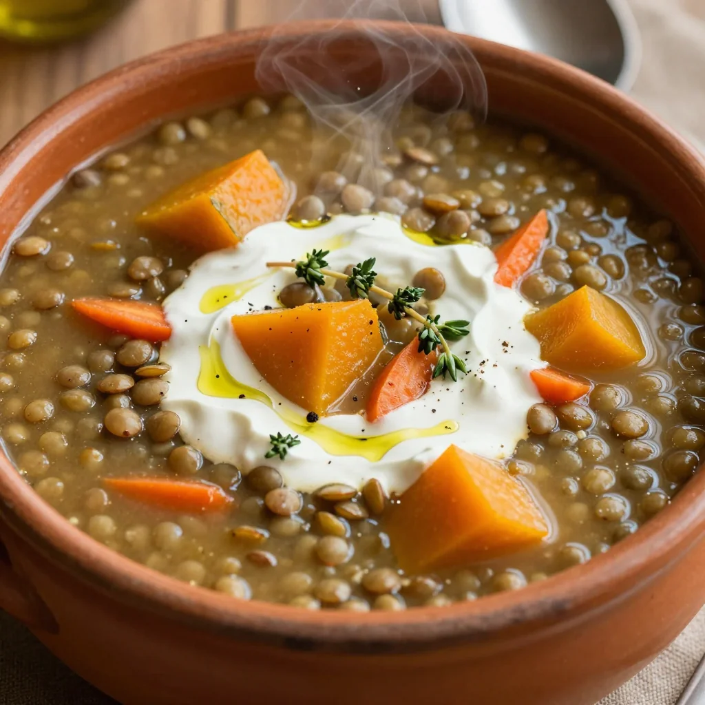 budgetfriendly lentil soup with winter squash and carrots for cold nights