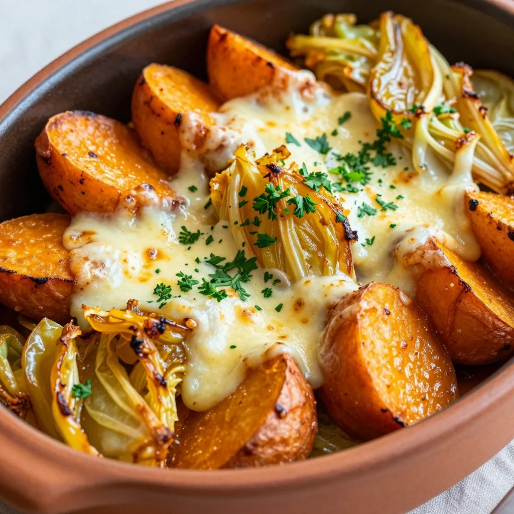 budgetfriendly roasted cabbage and sweet potato bake for family dinners