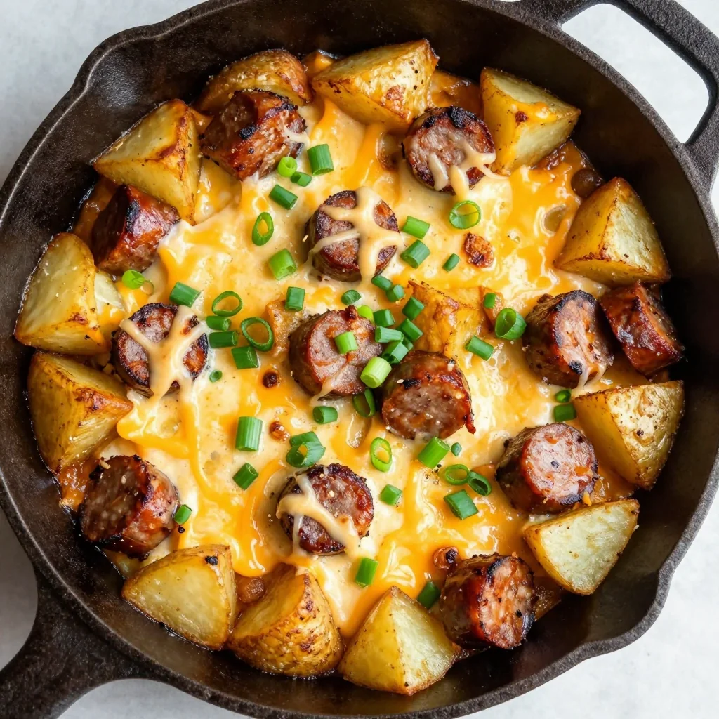 Cheesy Potato and Sausage Skillet for a Hearty Meal
