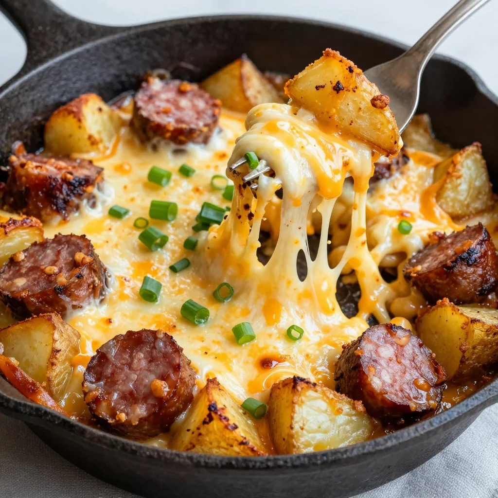 Cheesy Potato and Sausage Skillet for a Hearty Meal