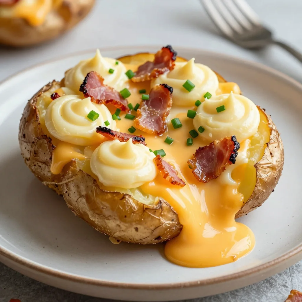 cheesy twicebaked potatoes with bacon and green chives for holiday feasts
