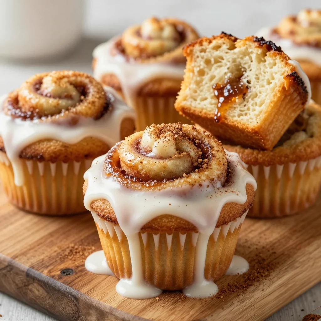 Cinnamon Roll Muffins with Icing for Breakfast