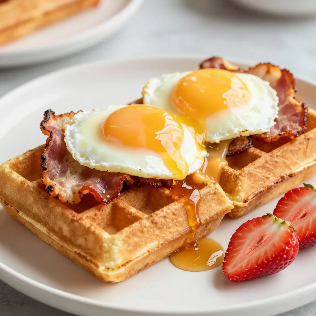 Cinnamon Roll Waffle Sandwich for Breakfast