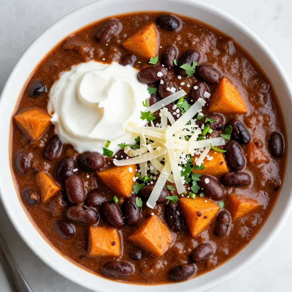 comforting black bean and sweet potato chili for cold winter nights
