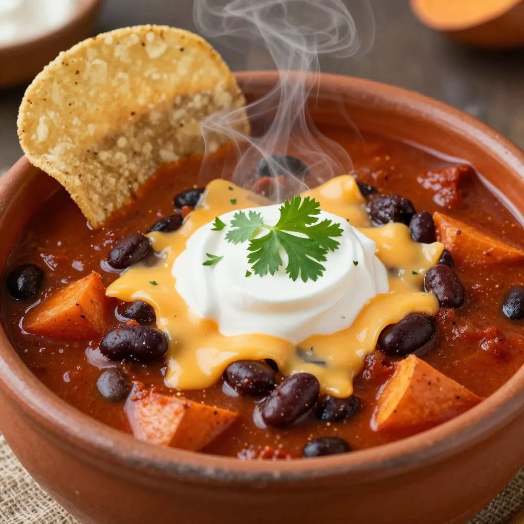 comforting black bean and sweet potato chili for cold winter nights