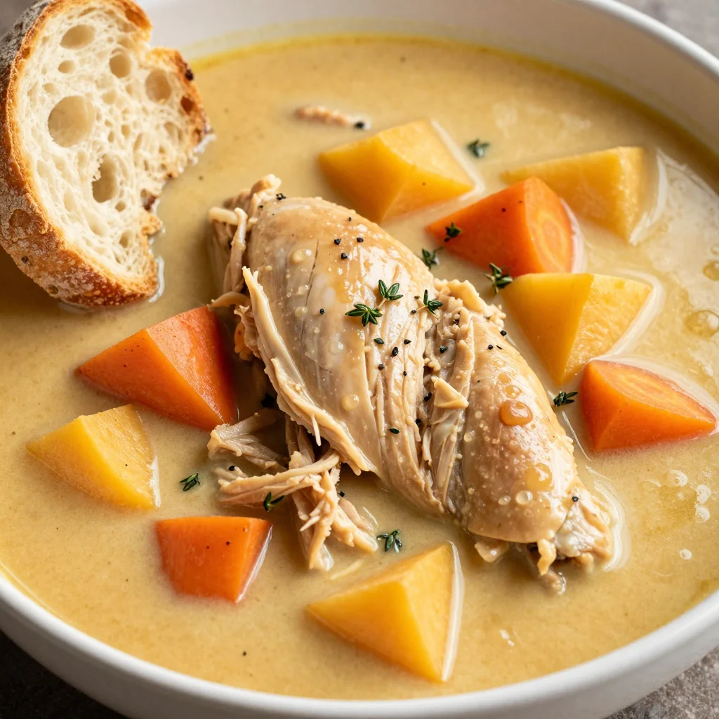 comforting creamy chicken and root vegetable stew for busy weeks