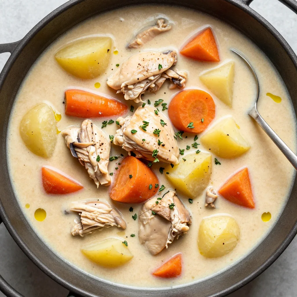 comforting creamy chicken and root vegetable stew for busy weeks
