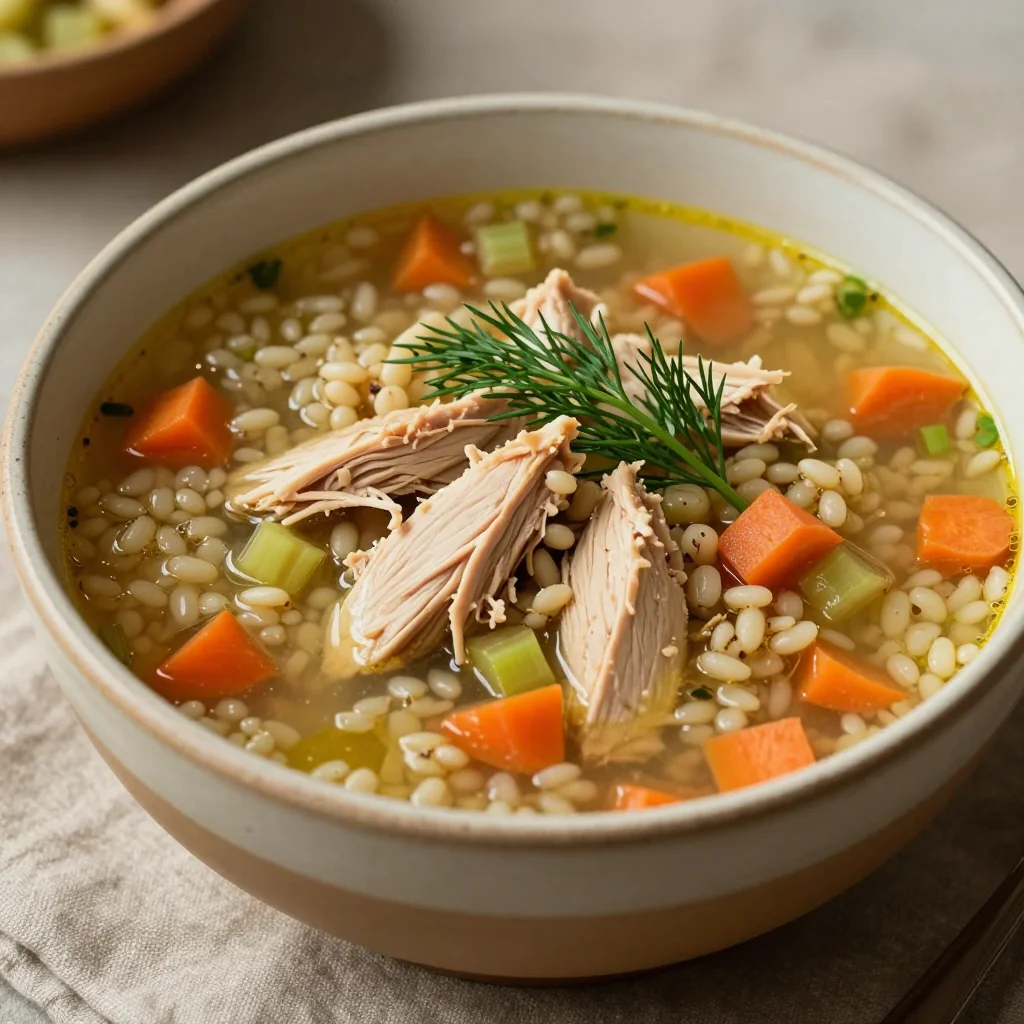 Cozy Hearty Chicken and Barley Soup for January