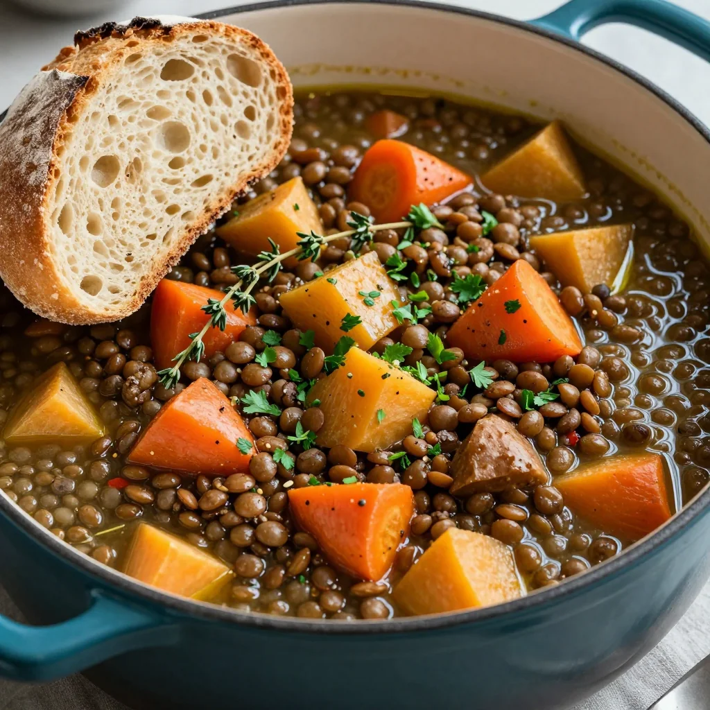 cozy one pot lentil and root vegetable stew for winter family meals
