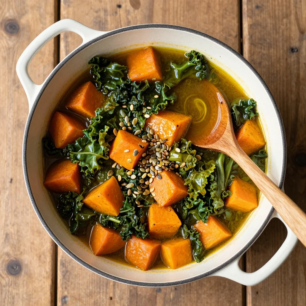 cozy onepot sweet potato and kale stew for family meal prep