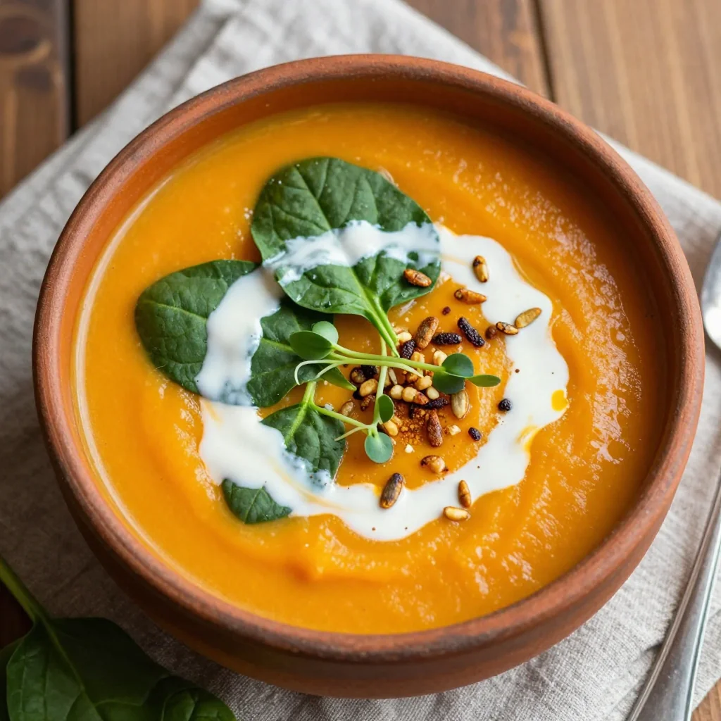cozy sweet potato and spinach soup for comforting family dinners