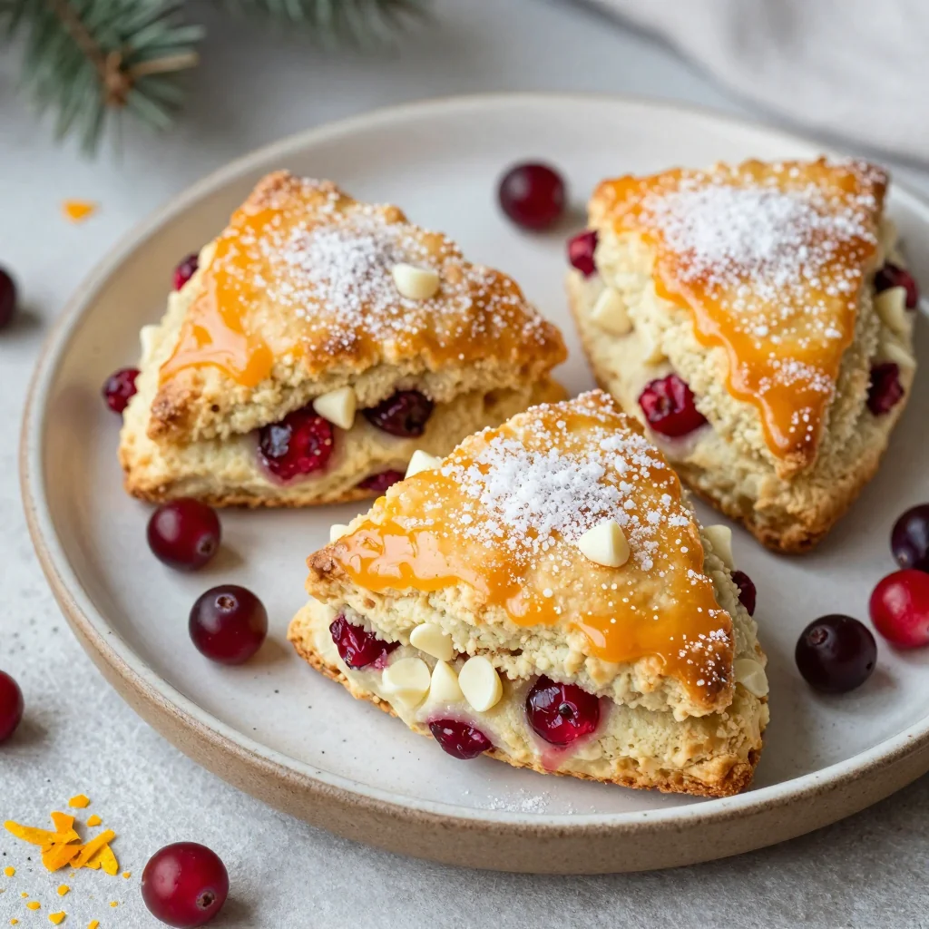 cranberry orange scones with white chocolate chips for holiday breakfasts