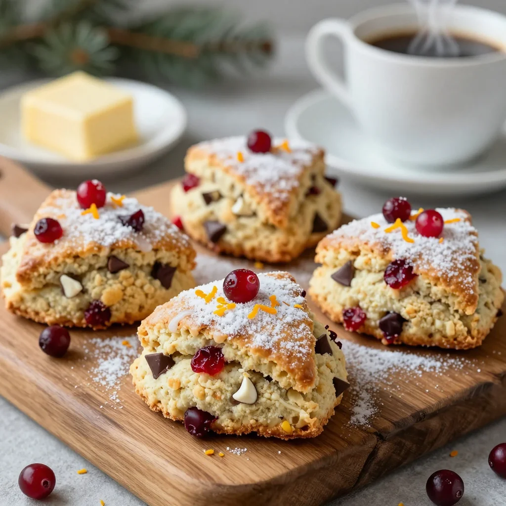 cranberry orange scones with white chocolate chips for holiday breakfasts