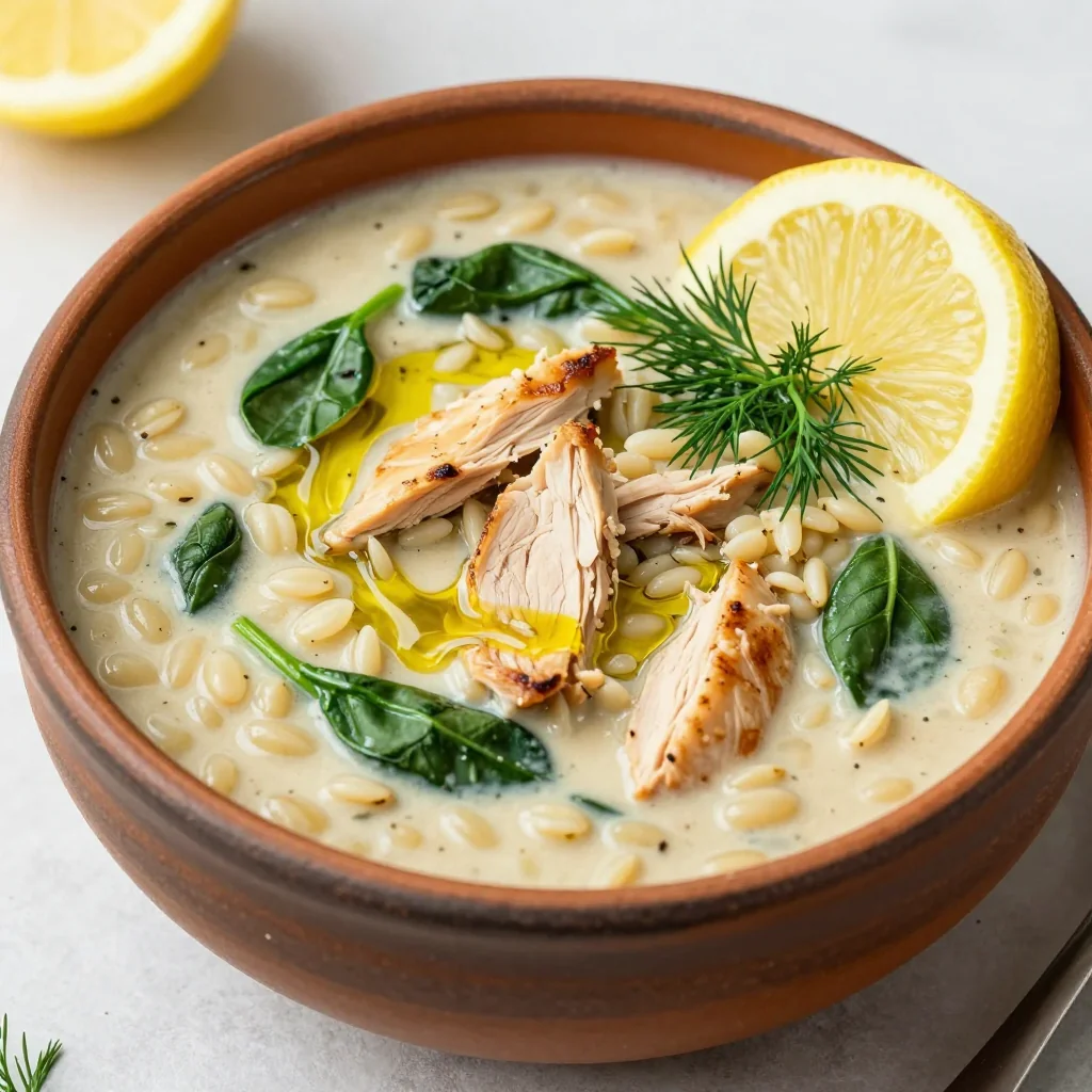 Creamy Chicken and Orzo Soup for a Mediterranean Lunch