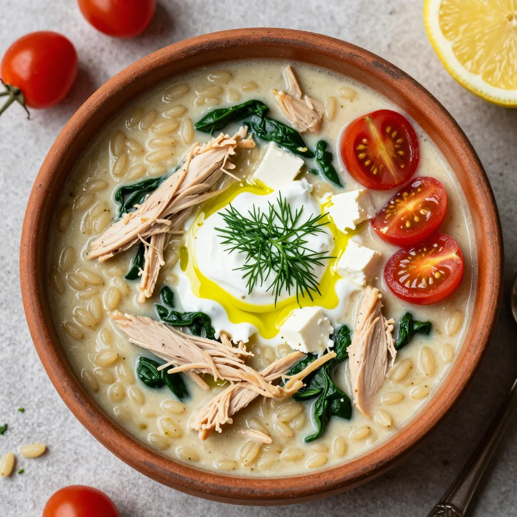 Creamy Chicken and Orzo Soup for a Mediterranean Lunch