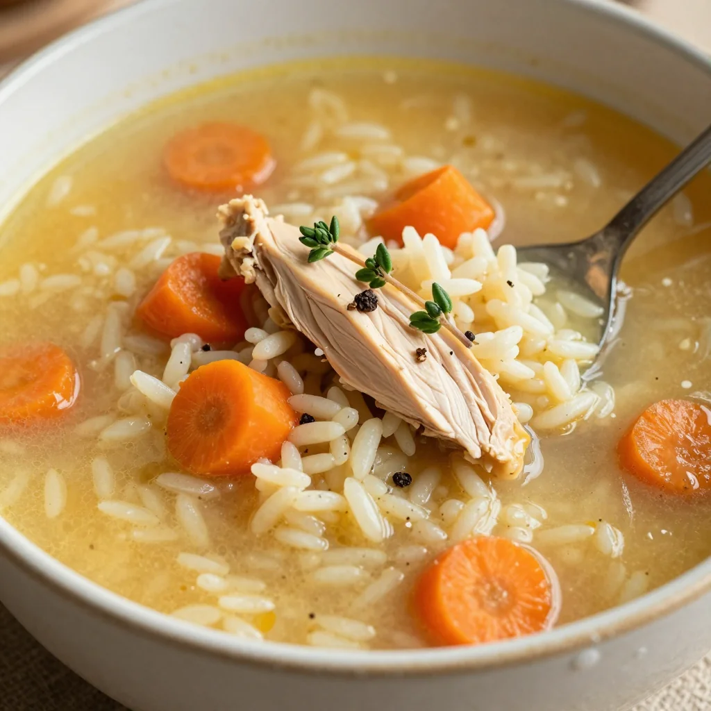 Creamy Chicken and Rice Soup with Carrots