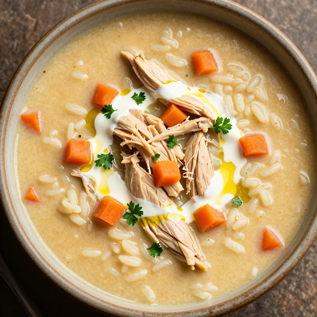 Creamy Chicken and Rice Soup with Carrots