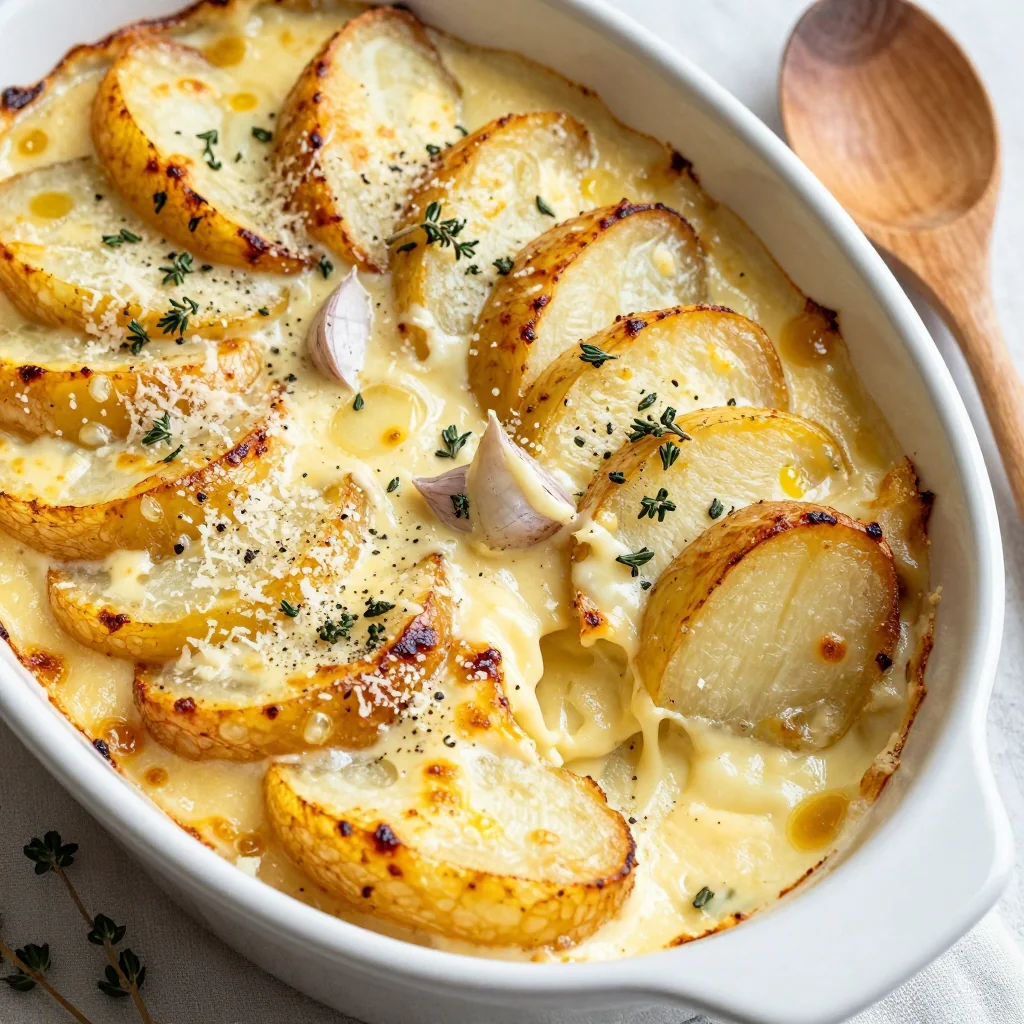 creamy garlic and herb roasted potato gratin for cozy dinners