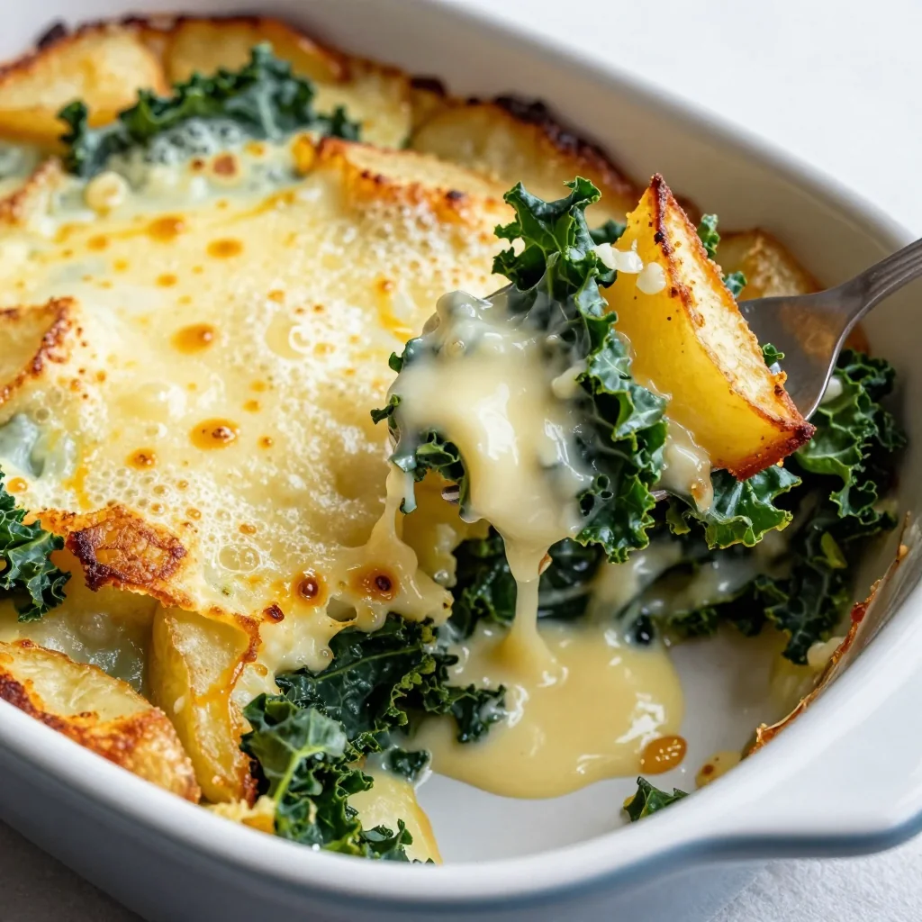 creamy garlic potato and kale gratin for cozy winter suppers