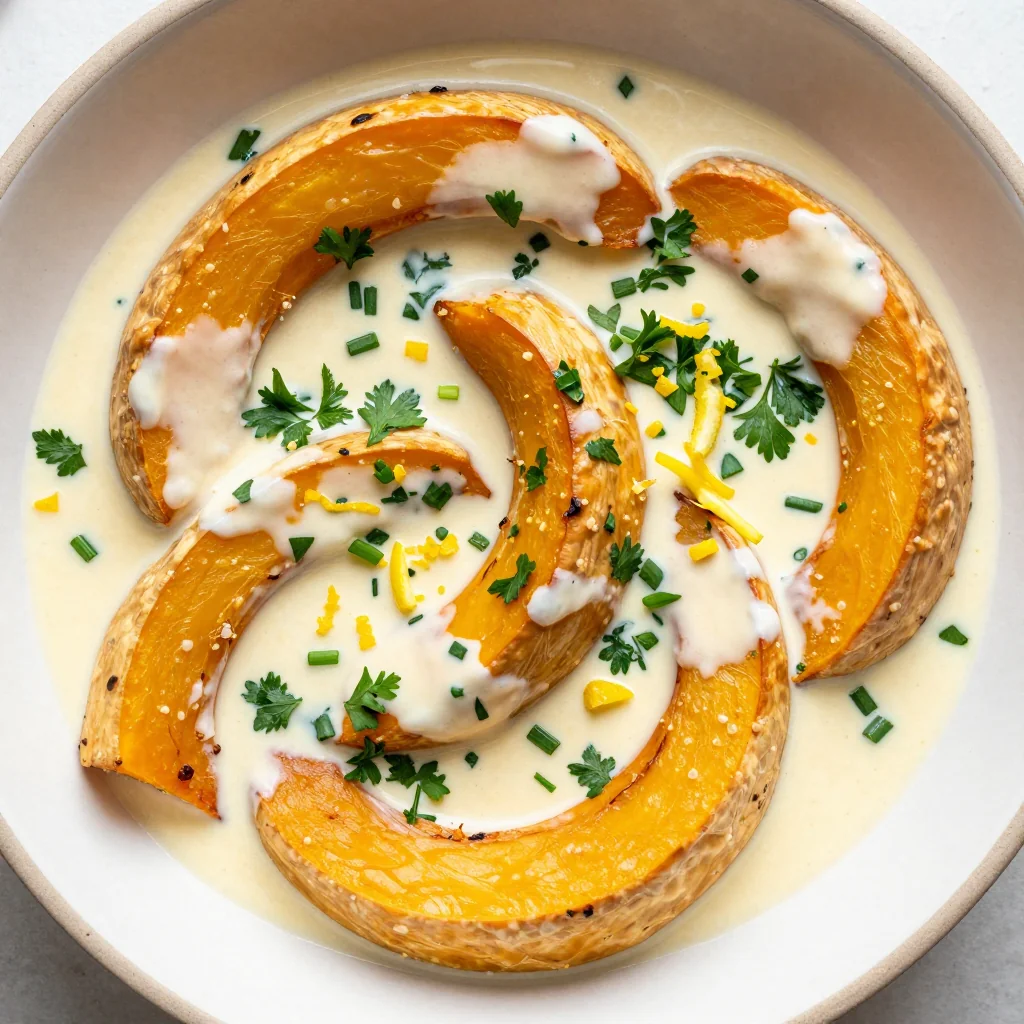 creamy lemon and herb roasted winter squash for clean eating