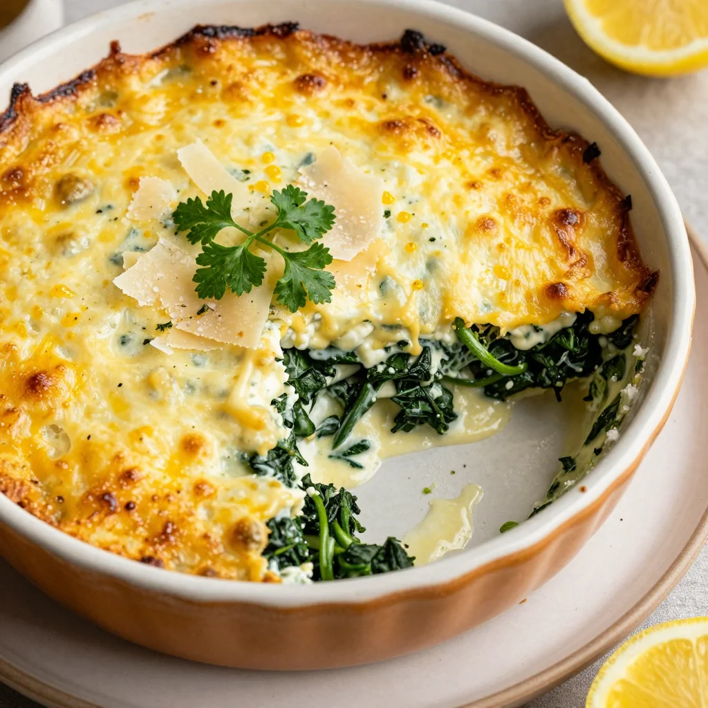 creamy lemon and spinach casserole for light winter dinners