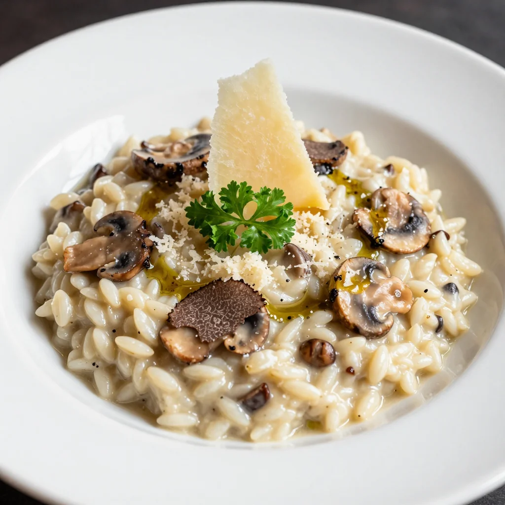 Creamy Mushroom Risotto with Truffle Oil for Fancy Dinner