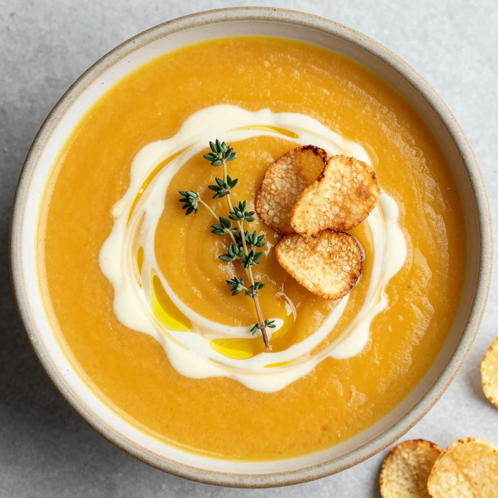 creamy parsnip and sweet potato soup with thyme for winter warmth
