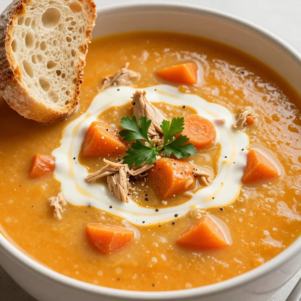 creamy slow cooker chicken and carrot soup for frosty winter days