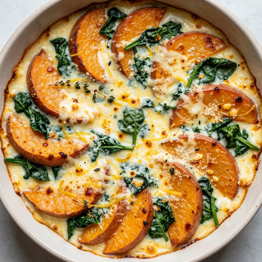 creamy spinach and sweet potato bake for cozy january family dinners