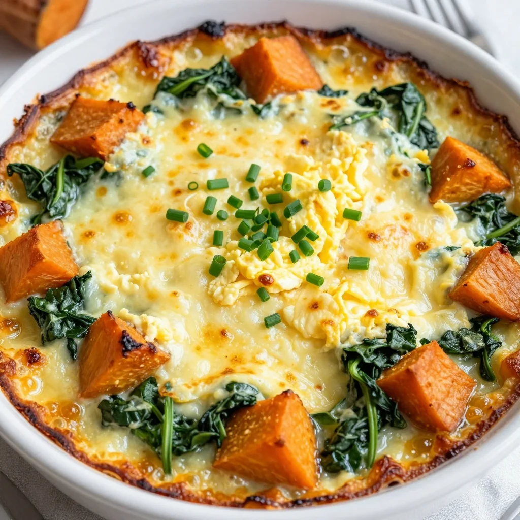 creamy spinach and sweet potato breakfast bake for lazy mornings