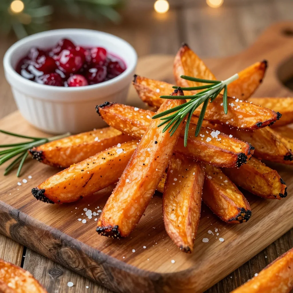 creamy sweet potato fries with rosemary for holiday side dishes