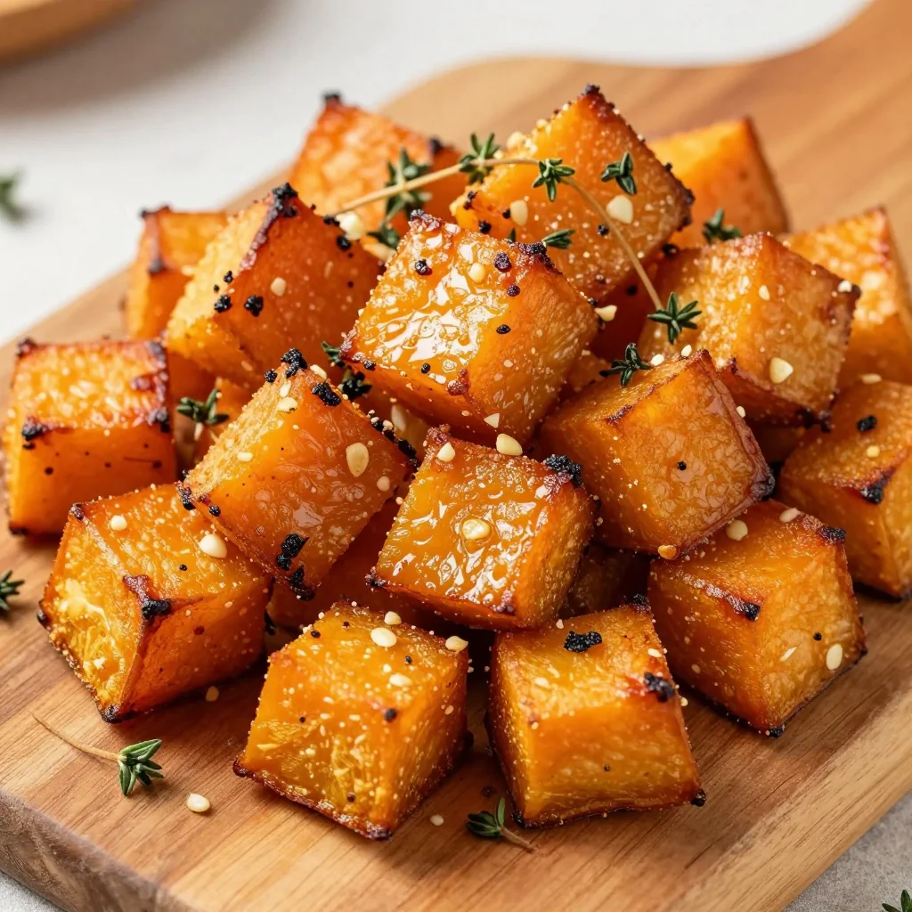 crispy garlic and thyme roasted sweet potatoes for cozy family dinners