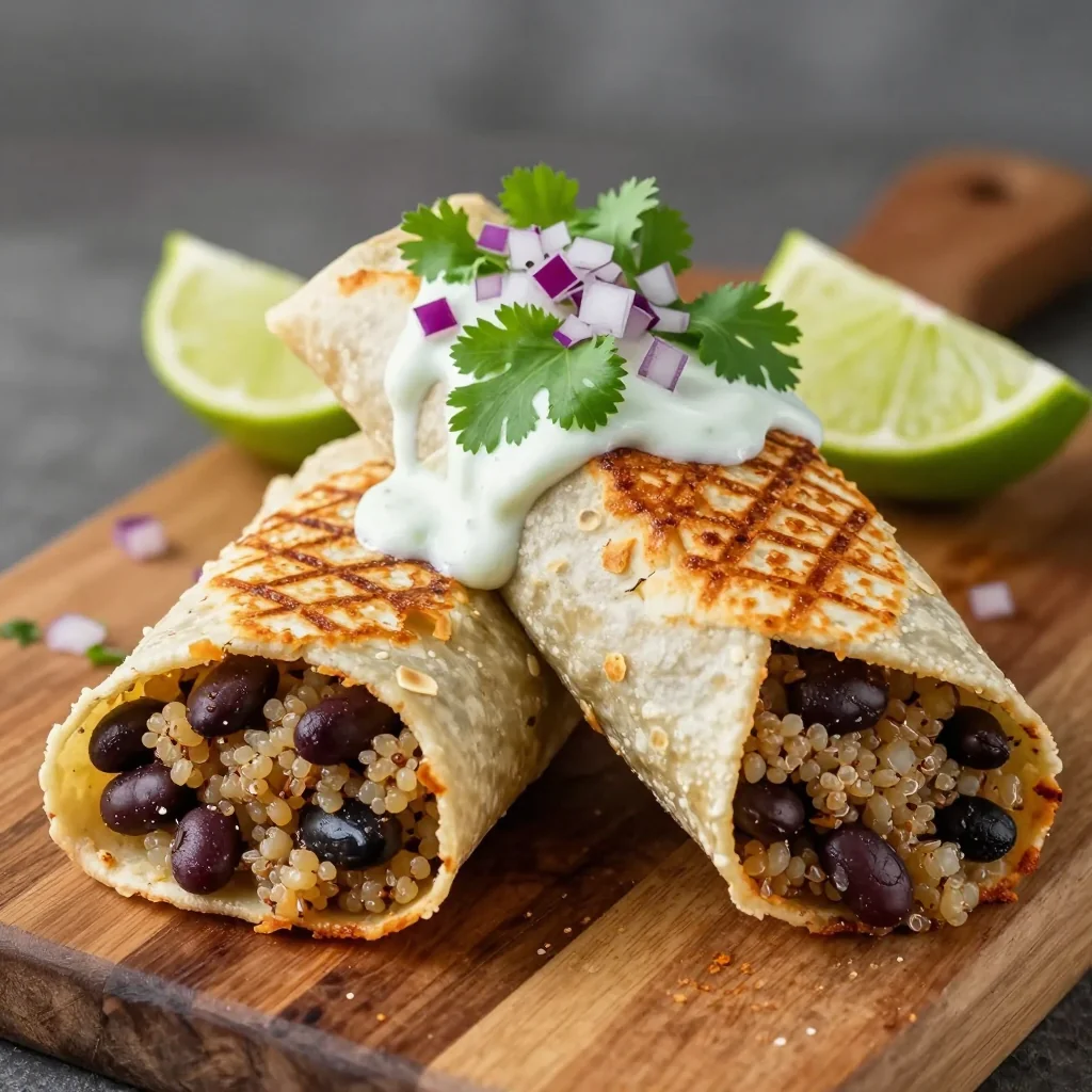 Crispy Quinoa and Black Bean Burritos for Vegan Meal