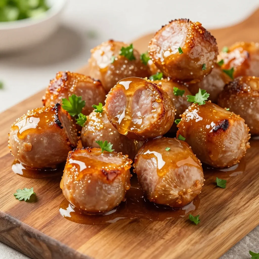 Crispy Smoked Soked Sausage Bites with a Honey Glaze