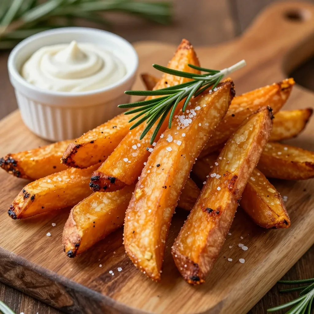 crispy sweet potato fries with rosemary for warm winter snacks