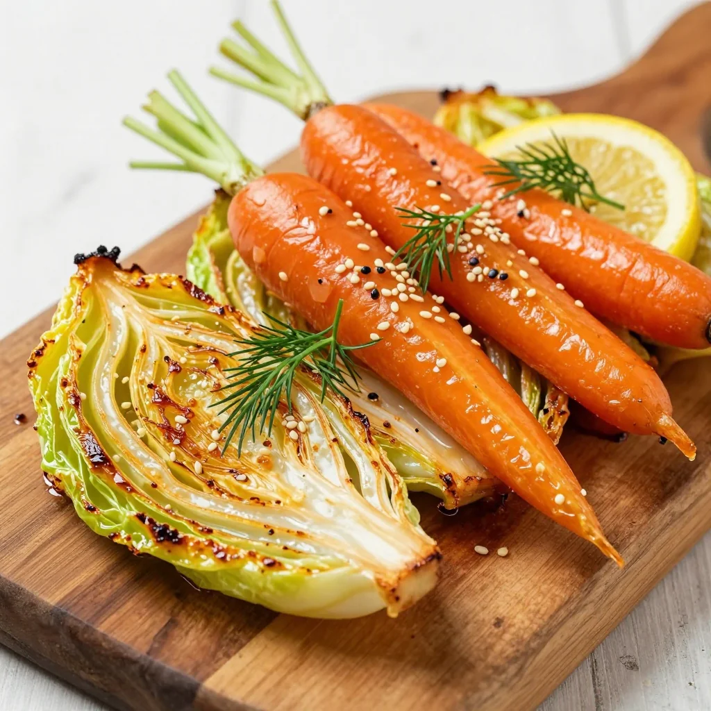 detox lemon roasted cabbage and carrots for clean family cooking