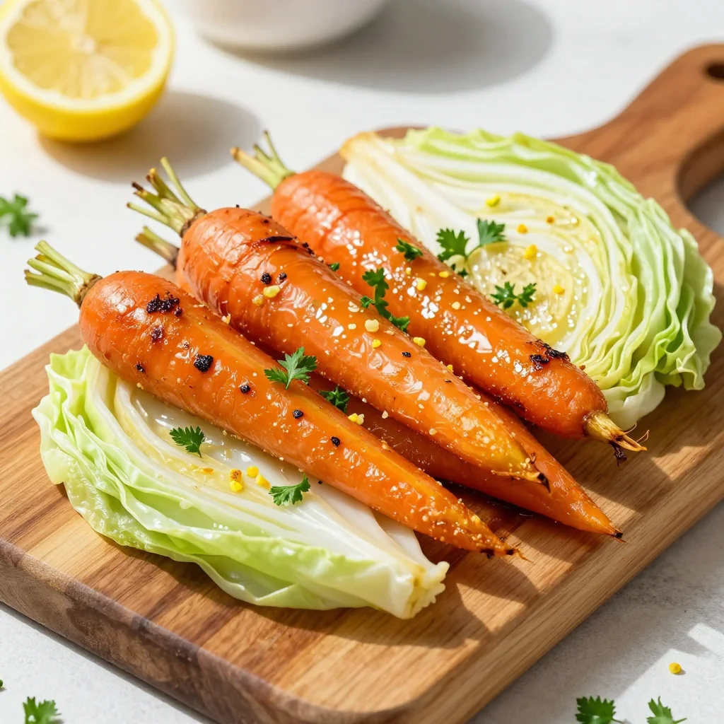 detox lemon roasted cabbage and carrots for clean family cooking