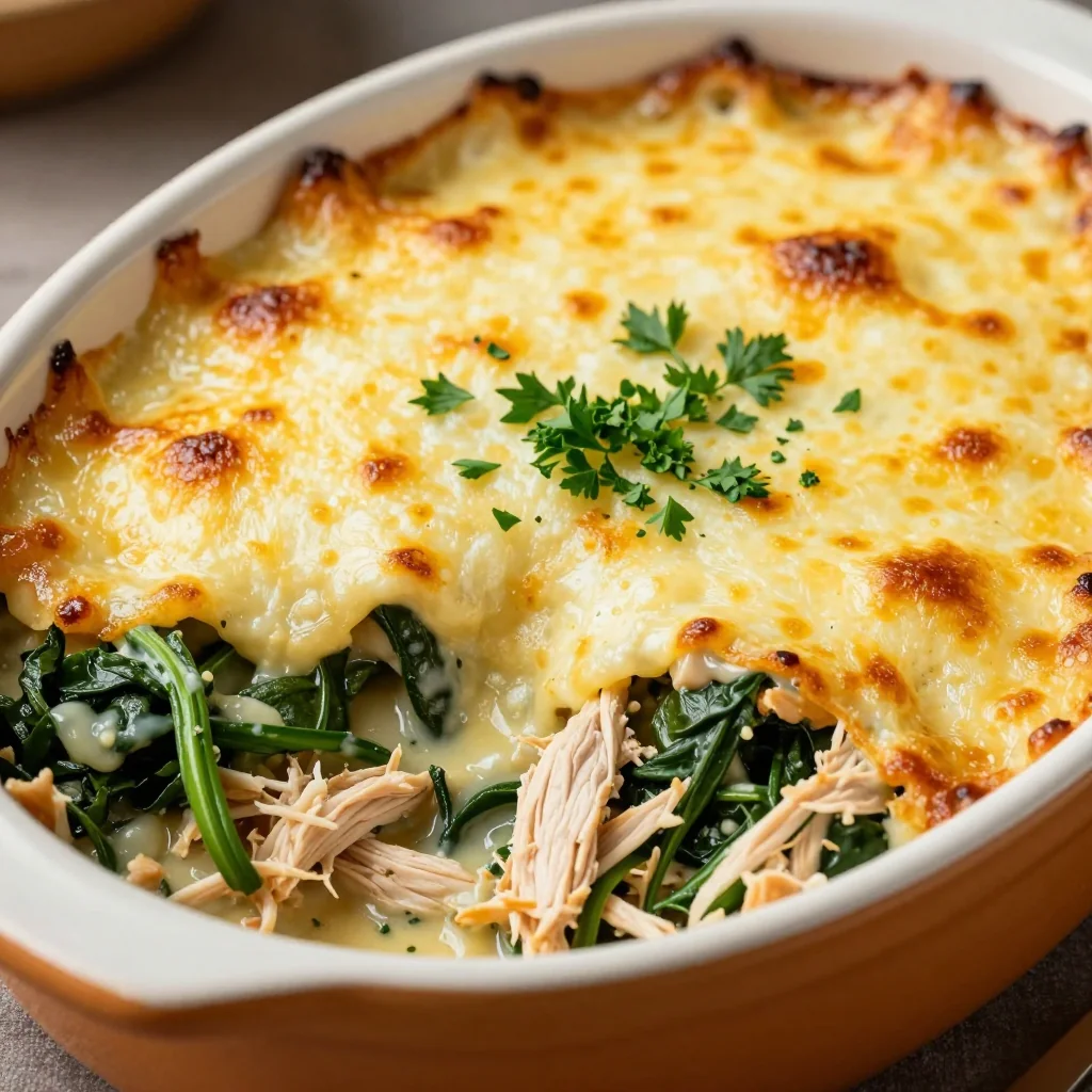 easy batch cooking chicken and spinach casserole for busy winter nights