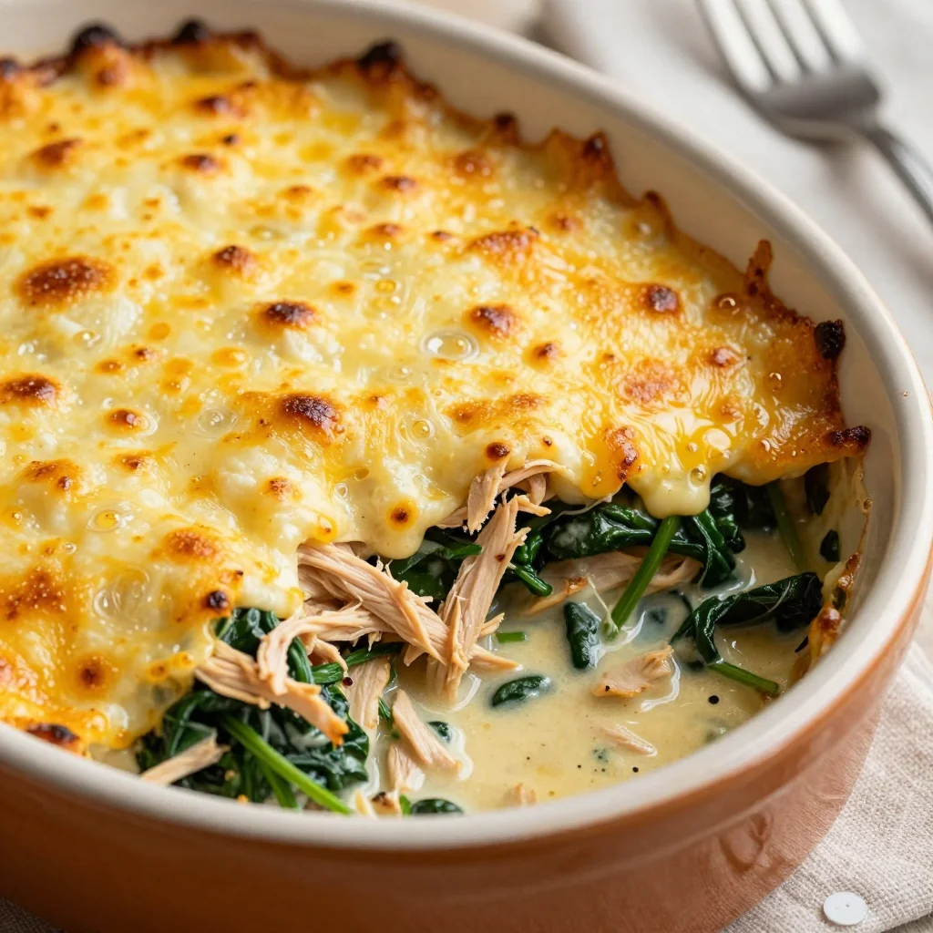 easy batch cooking chicken and spinach casserole for busy winter nights