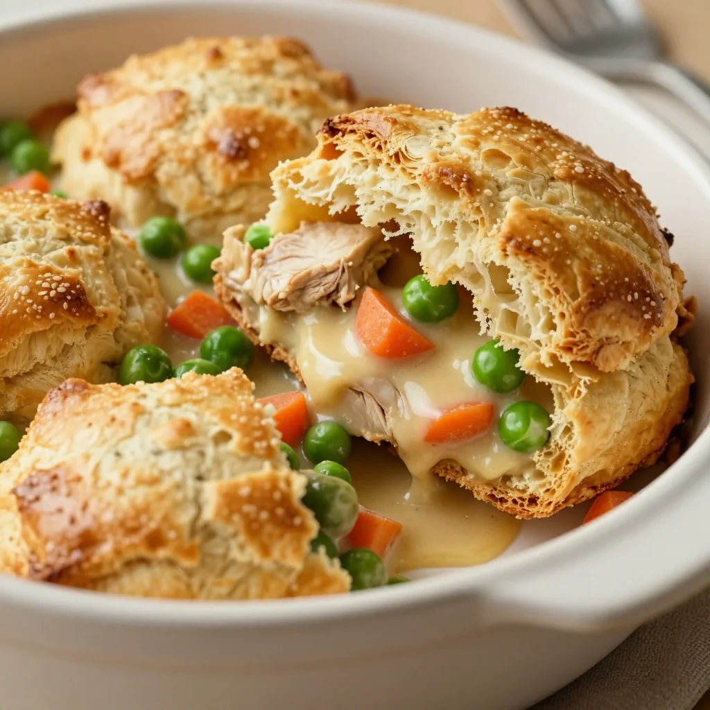 Easy Chicken Pot Pie with Biscuit Topping for Family