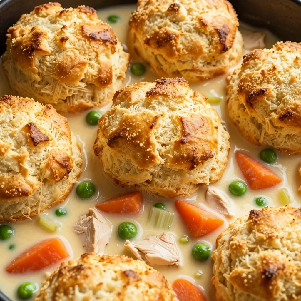 Easy Chicken Pot Pie with Biscuit Topping for Family