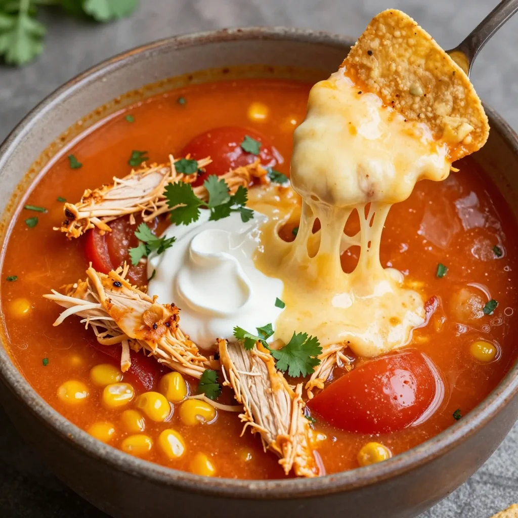 Easy Weeknight One Pot Cheesy Chicken and Tortilla Soup Easy