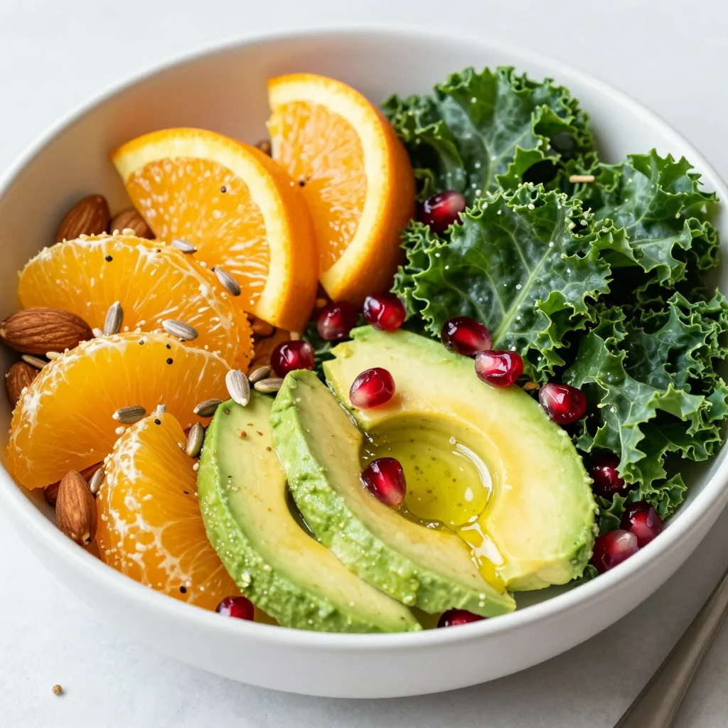 healthy citrus and kale salad with oranges for fresh january meals