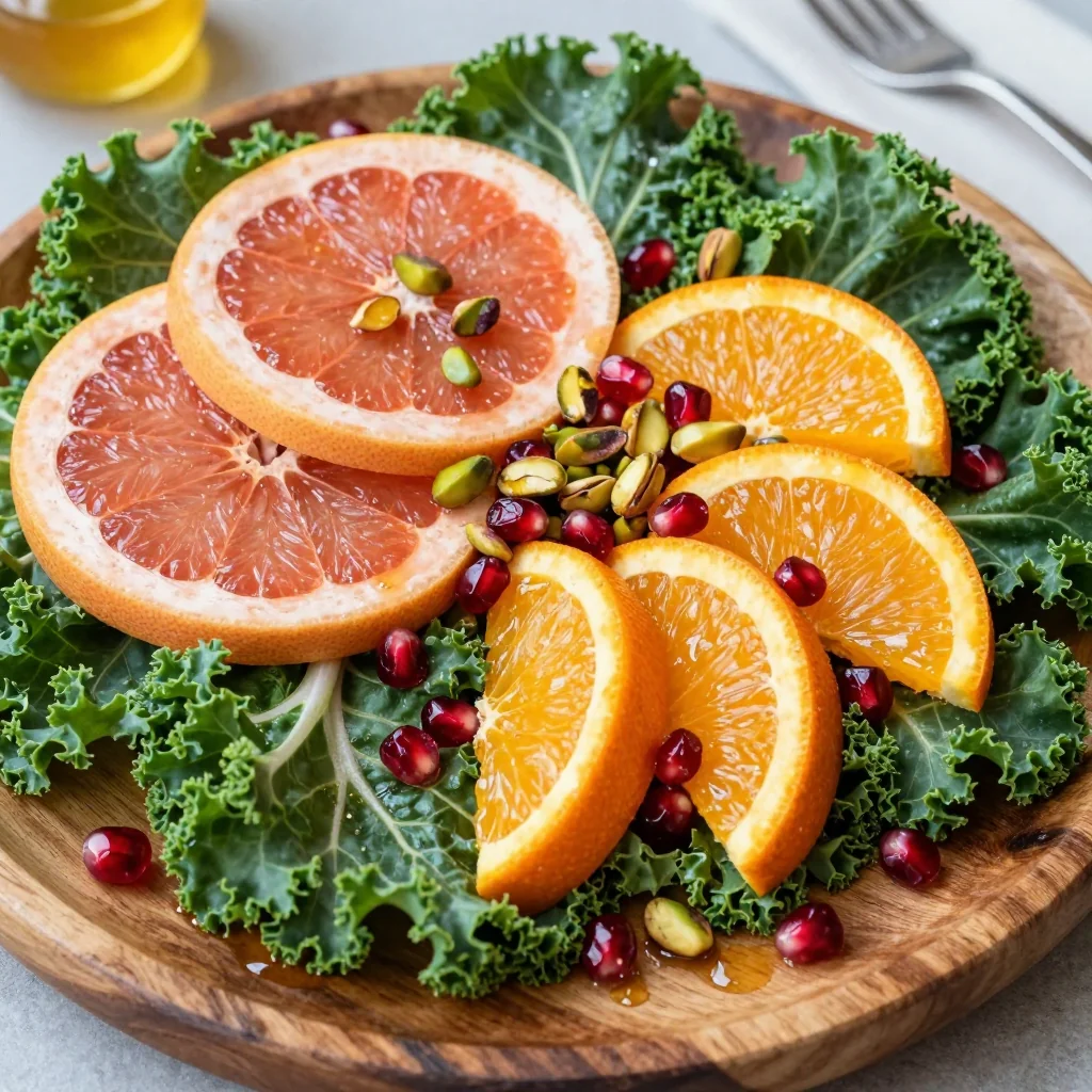 healthy citrus salad with grapefruit oranges and winter greens for breakfast