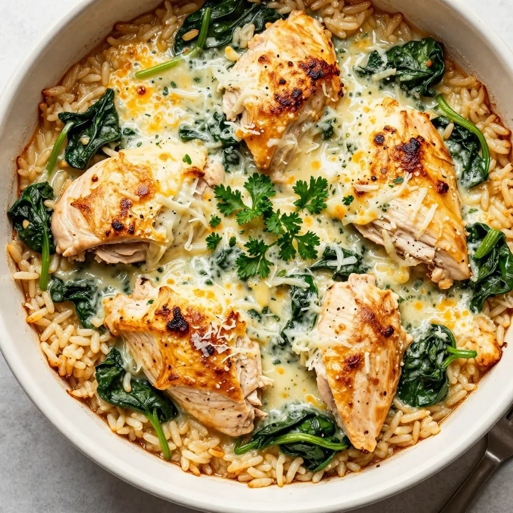 healthy clean eating chicken and spinach casserole for family dinners