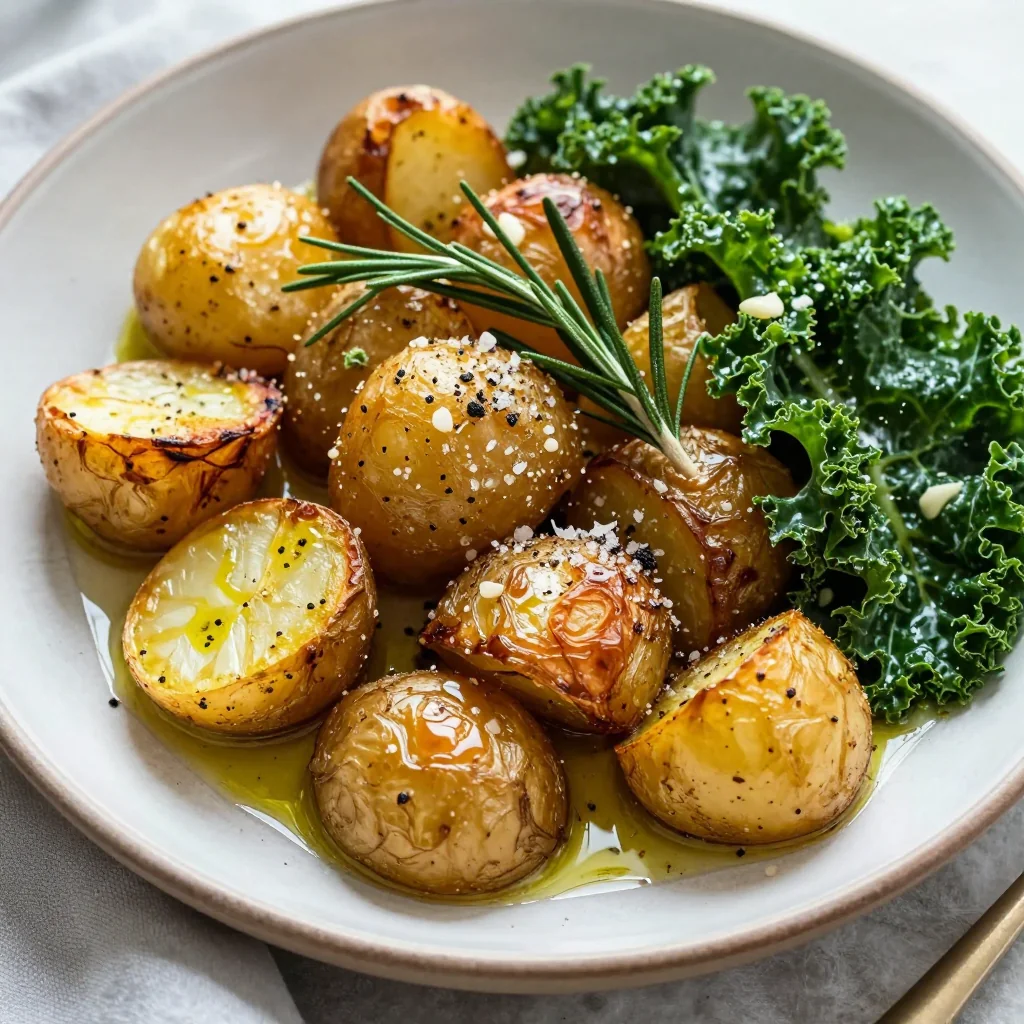 healthy meal prep garlic roasted potatoes and kale for cold winter nights