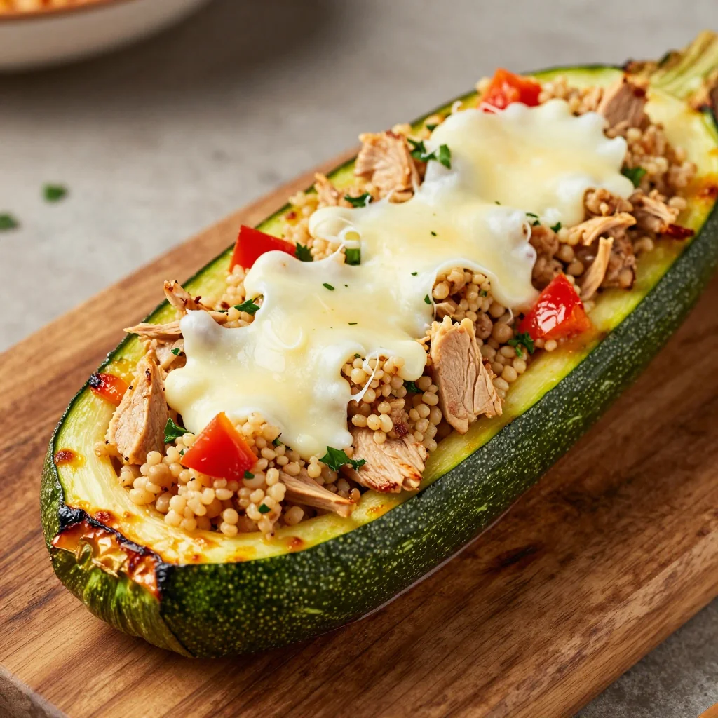 Healthy Stuffed Zucchini Boats with Quinoa and Turkey